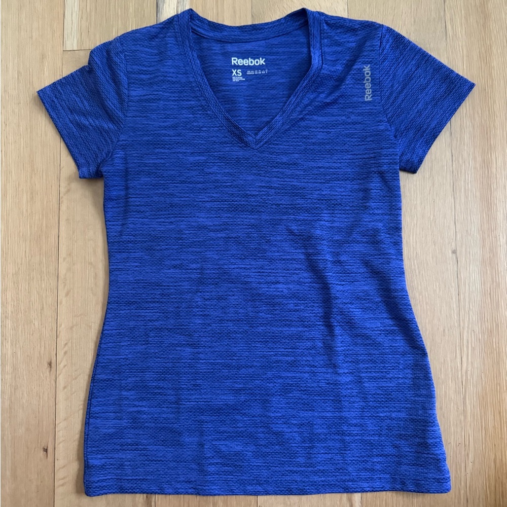 Reebok Women's Heathered Blue V-Neck Tee